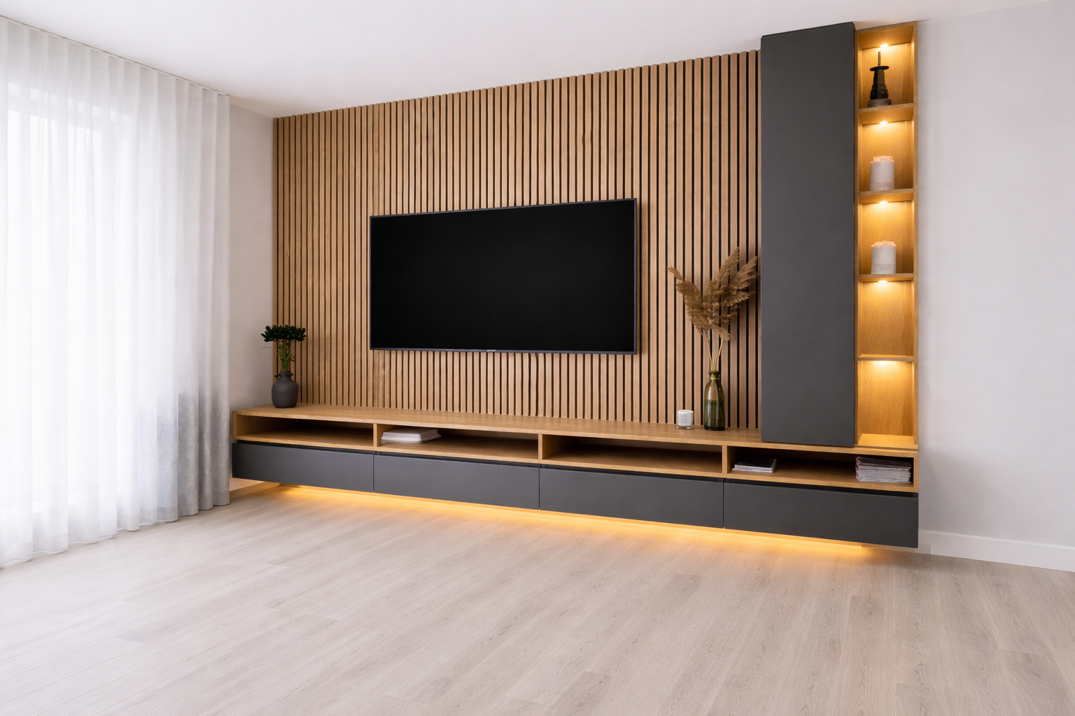 Media and TV wall built-in with clean integration